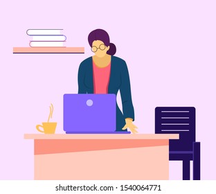 Lady With A Laptop Vector Illustration
