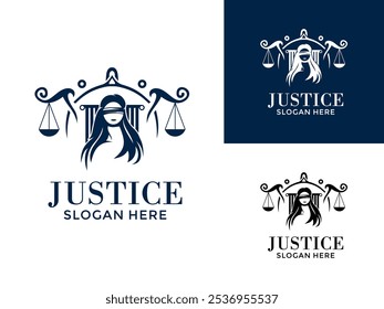 Lady Law concept, Lawyer, Justice design. Law Firm Logo Vector illustration.