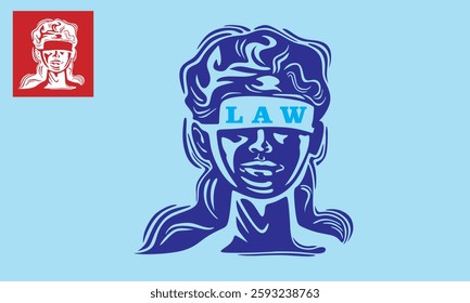 lady law of justice logo, silhouette of woman blinded symbol vector illustrations