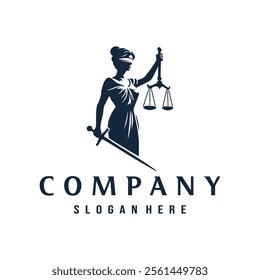 lady lawyer logo design vector template illustration