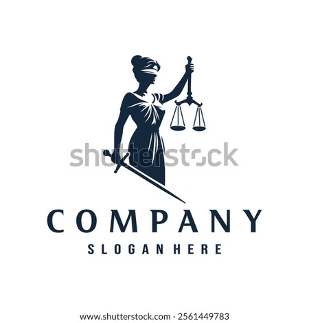 lady lawyer logo design vector template illustration