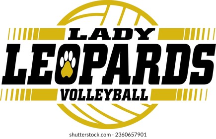 lady leopards volleyball team design with ball for school, college or league sports