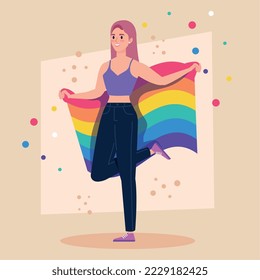 Dame mit lgtbi-Zeichen
