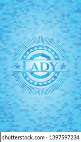 Lady light blue emblem. Mosaic background