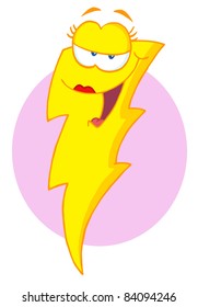 Lady Lightning Bolt Over A Pink Oval