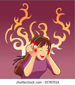 lady listen music 2