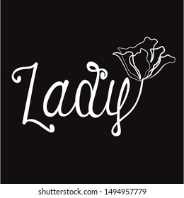 Lady logo, art flower, vector illustration