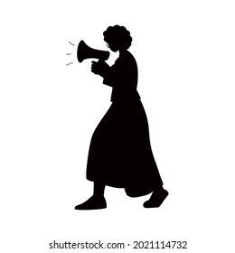 Lady with loudspeaker silhouette isolated Vector.