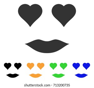 Lady Love Smile icon. Vector illustration style is a flat iconic lady love smile symbol with black, grey, green, blue, yellow color variants. Designed for web and software interfaces.