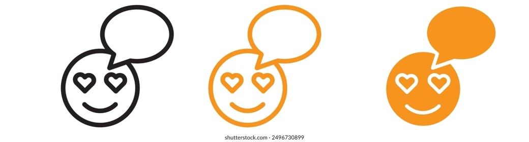 Lady Love Smiley Message Icon Set Romantic Emoji Illustrations for Communication and Expression