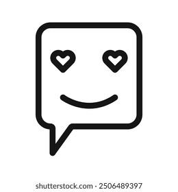 Lady Love Smiley Message icon Black line art vector logo