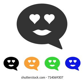 Lady Love Smiley Message icon. Vector illustration style is a flat iconic lady love smiley message symbol with black, grey, green, blue, yellow color versions.