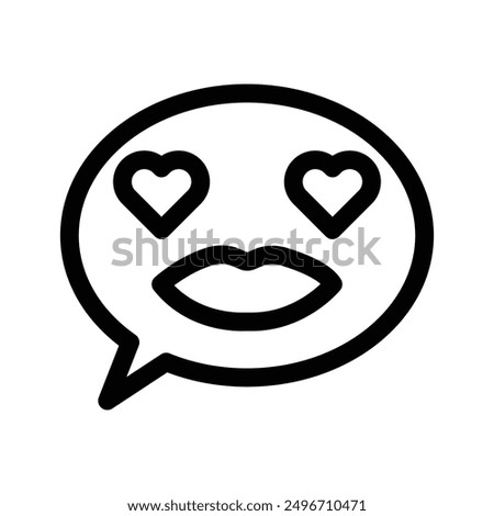 Lady Love Smiley Message icon linear logo mark in black and white