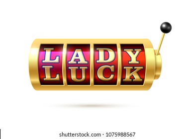 Lady Luck On Slot Machine, Vector Illustration