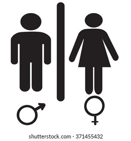a lady and a man toilet sign on white background
