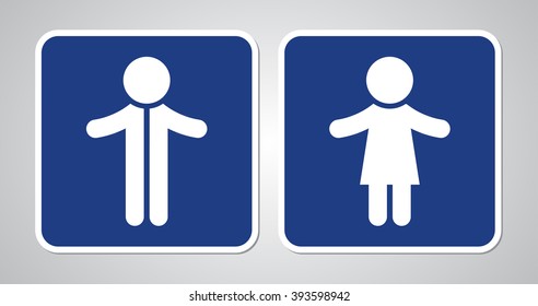 lady and man toilet sign on blue background