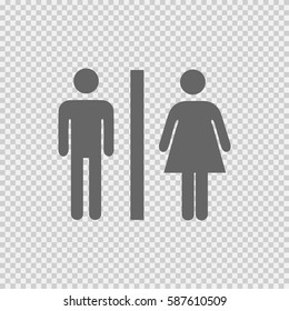 Lady and man toilet sign vector icon eps 10. Restroom symbol. Simple isolated illustration on transparent background.