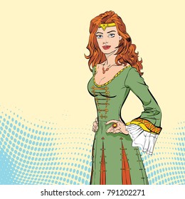 Lady in medieval dress. Medieval legend. Medieval woman.