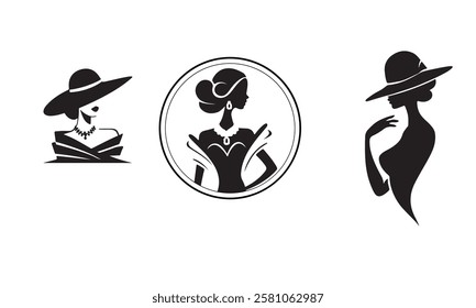 Lady negative space jewelry accessories Logotype concept icon.