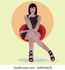 Lady on the chair vector graphics