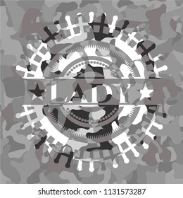 Lady on grey camo pattern