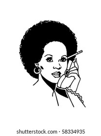 Lady On The Phone 2 - Retro Clip Art