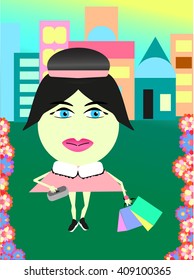 The lady on walk, vector illustration