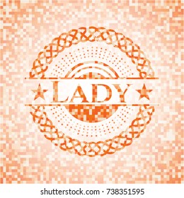 Lady orange mosaic emblem with background