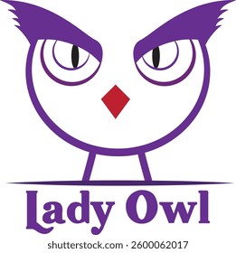 Lady Owl logo Standing and Staring
