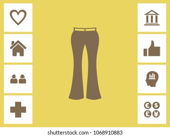 Lady pant Icon With Bonus Icons. Eps-10.