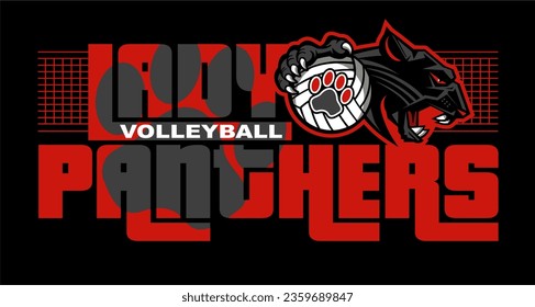 lady panthers volleyball team design with mascot for school, college or league sports