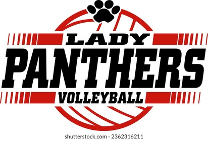 lady panthers volleyball team design with ball for school, college or league sports