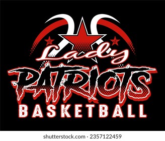 lady patriots basketball team design with star for school, college or league sports