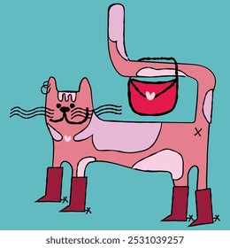 Lady Pink gato com suas botas vermelhas 