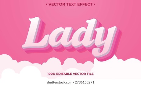 Lady Pink editable text effect template Valentine pink colors editable vector