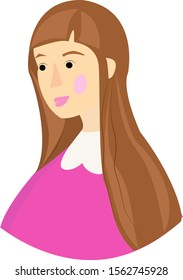 Lady in pink, illustration, vector on white background.
