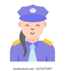 Lady police officer avatar, vector design of professional worker