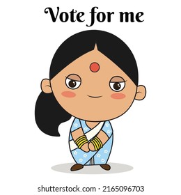 Lady politician is requesting vote for me. Vector graphic illustration. Individually on a white background.