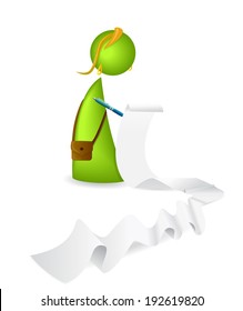 Lady preparing a List - Illustration