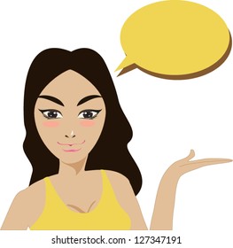 lady presentation, isolated on white. Vector Illustration.