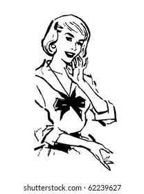 Lady Presenter - Retro Clipart Illustration