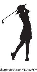 Lady Professional Golfer Playing Golf