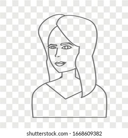 Perfil de la dama sobre el fondo de la transparencia. Diseño creativo de ideas. Ilustración vectorial plana para plantilla, folleto o presentación.