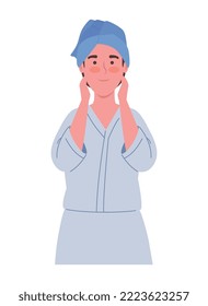 señora poniendo personaje de maquillaje