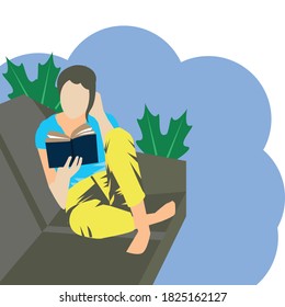 lady reading book on the sofa