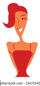 Lady in red dress vector  
