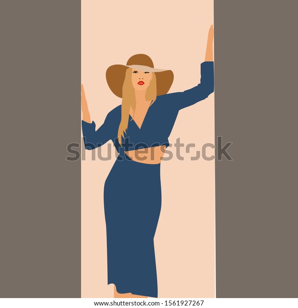 Lady Red Lipstick Illustration Vector On Stock Vector Royalty Free 1561927267