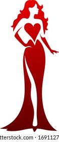 Lady in red on a white background