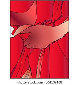 lady in red. vector illustration intimate woman with a red cloth.