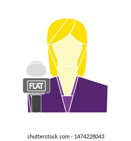 lady reporter icon. flat illustration of lady reporter vector icon. lady reporter sign symbol
